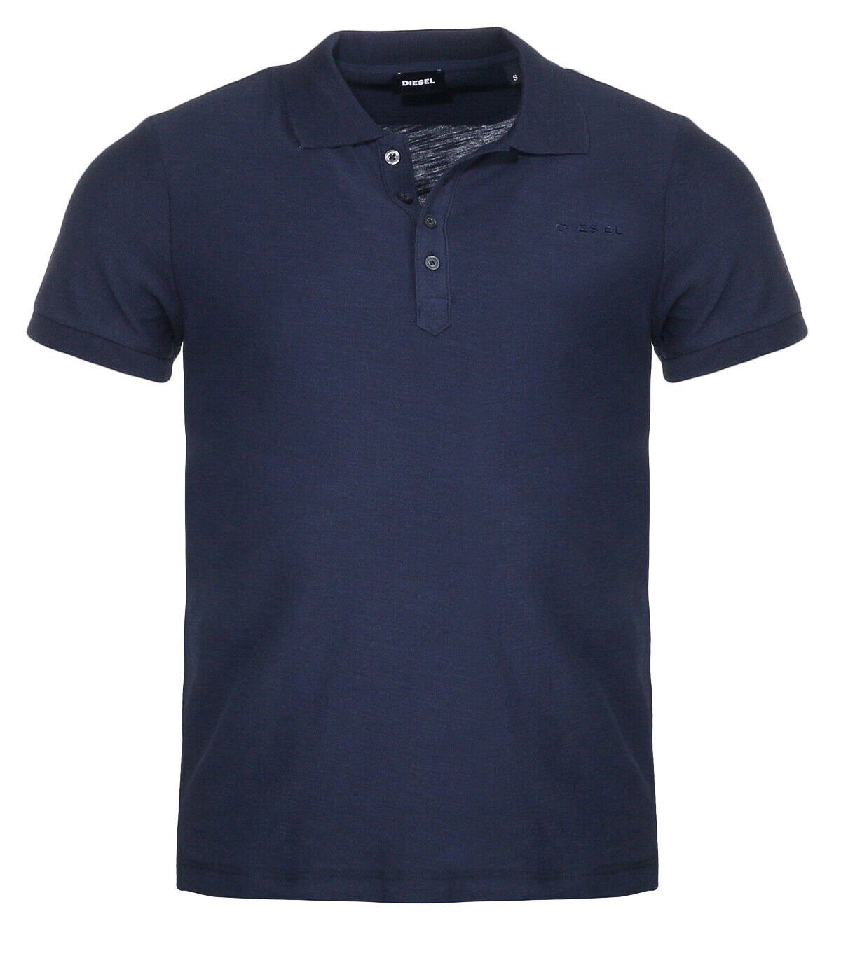 Diesel Poloshirt Diesel Herren Poloshirt T-HEAL-JRS unifarben, mit Rundhalsausschnitt, Labelstitching im Brustbereich Navy