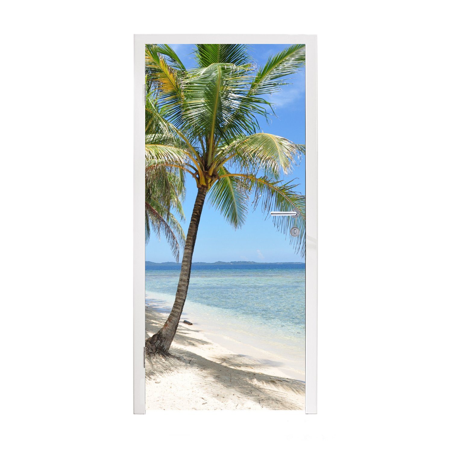 und auf Weißer Wasser cm Tür, San-Blas-Inseln Türaufkleber, in St), den bedruckt, Sand für Panama, klares Matt, Fototapete Türtapete 75x205 MuchoWow (1