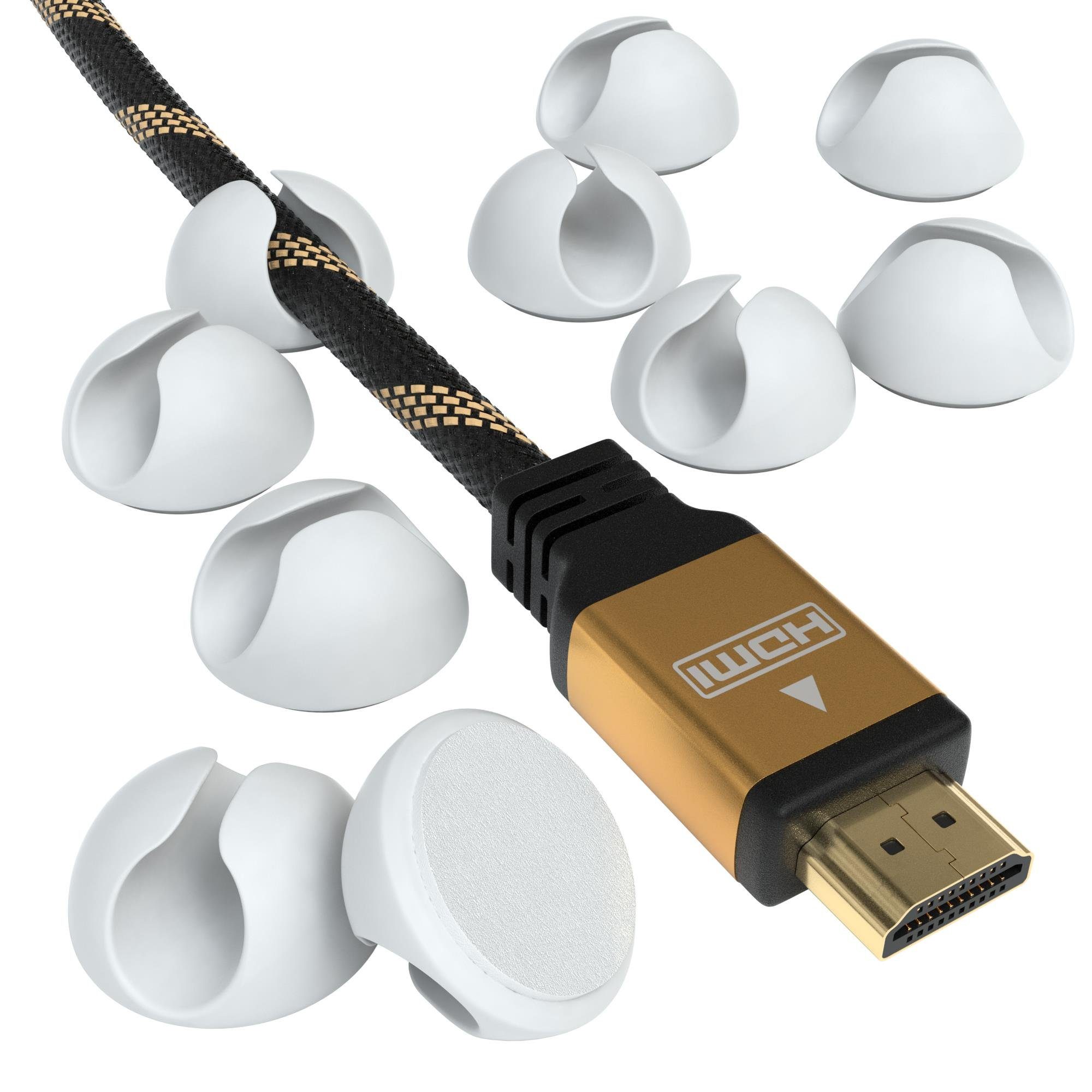 EAZY CASE Kabelführung 12x Kabelmanagement Set, Clips Kabelmanager Kabel Fixierung Kabel Organizer Schreibtisch Weiß