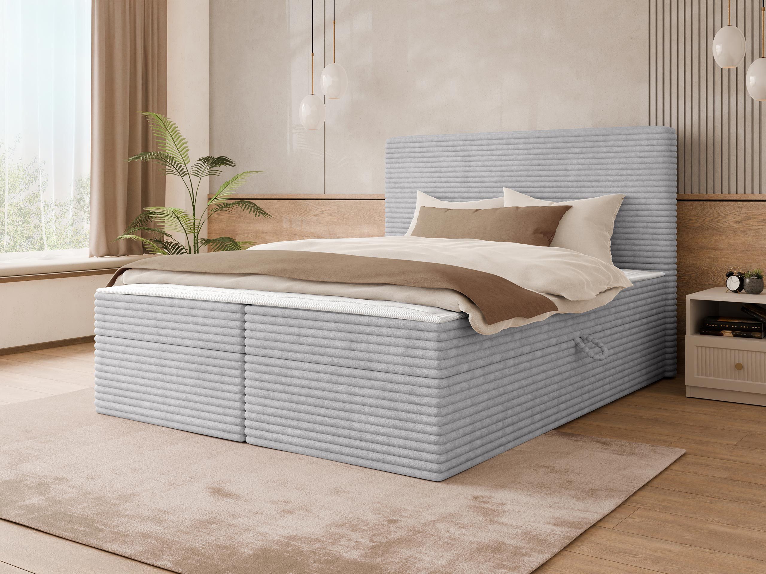 MIRJAN24 Boxspringbett Wokio (mit zwei Bettkästen für die Bettwäsche), 140/160/180x200 cm, Bonellfederkern, H3