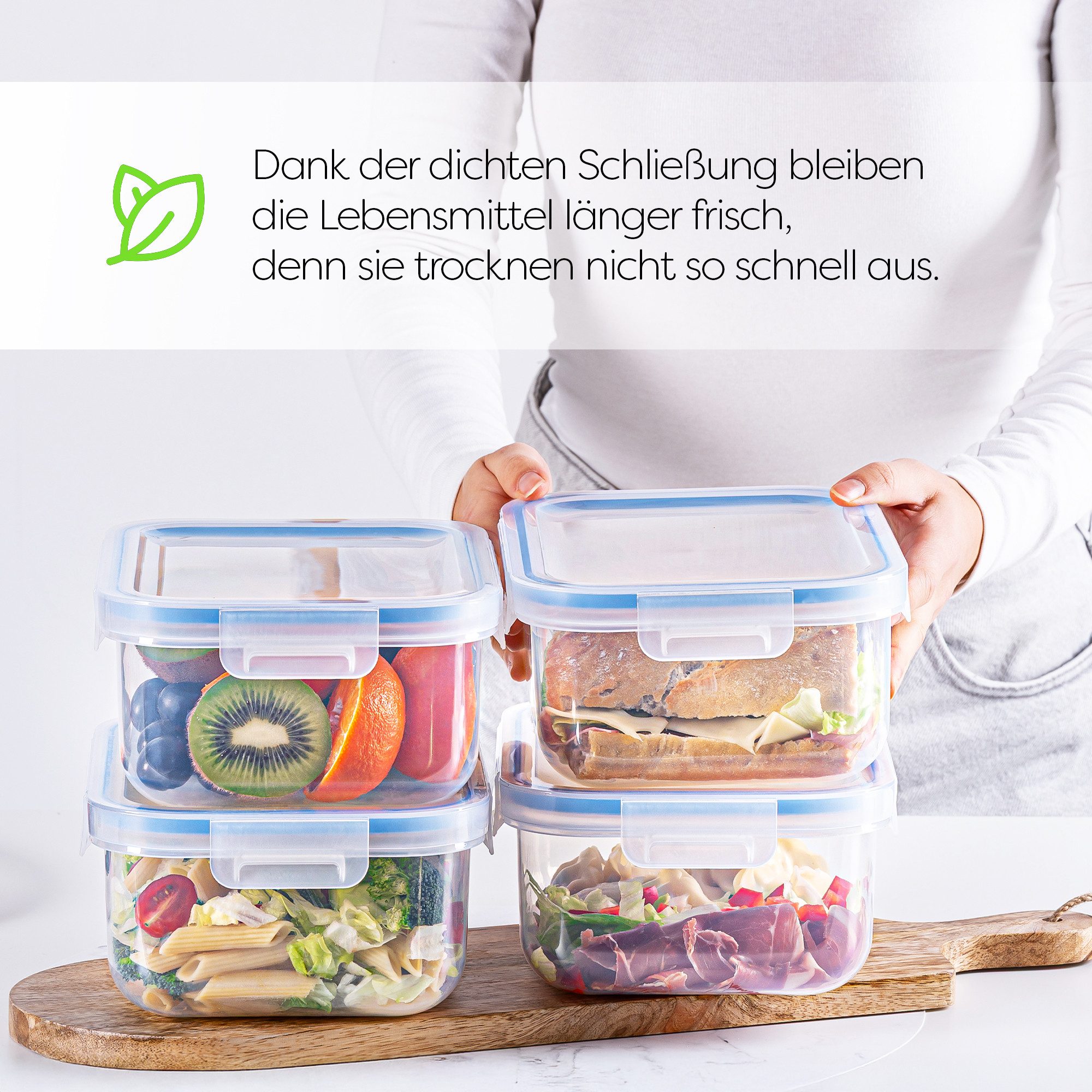 KONZEPT Frischhaltedose mit Deckel Luftdicht 2 L, (1-tlg), Mikrowellengeeignet, Ungiftig, Wiederverwendbar, Transparent
