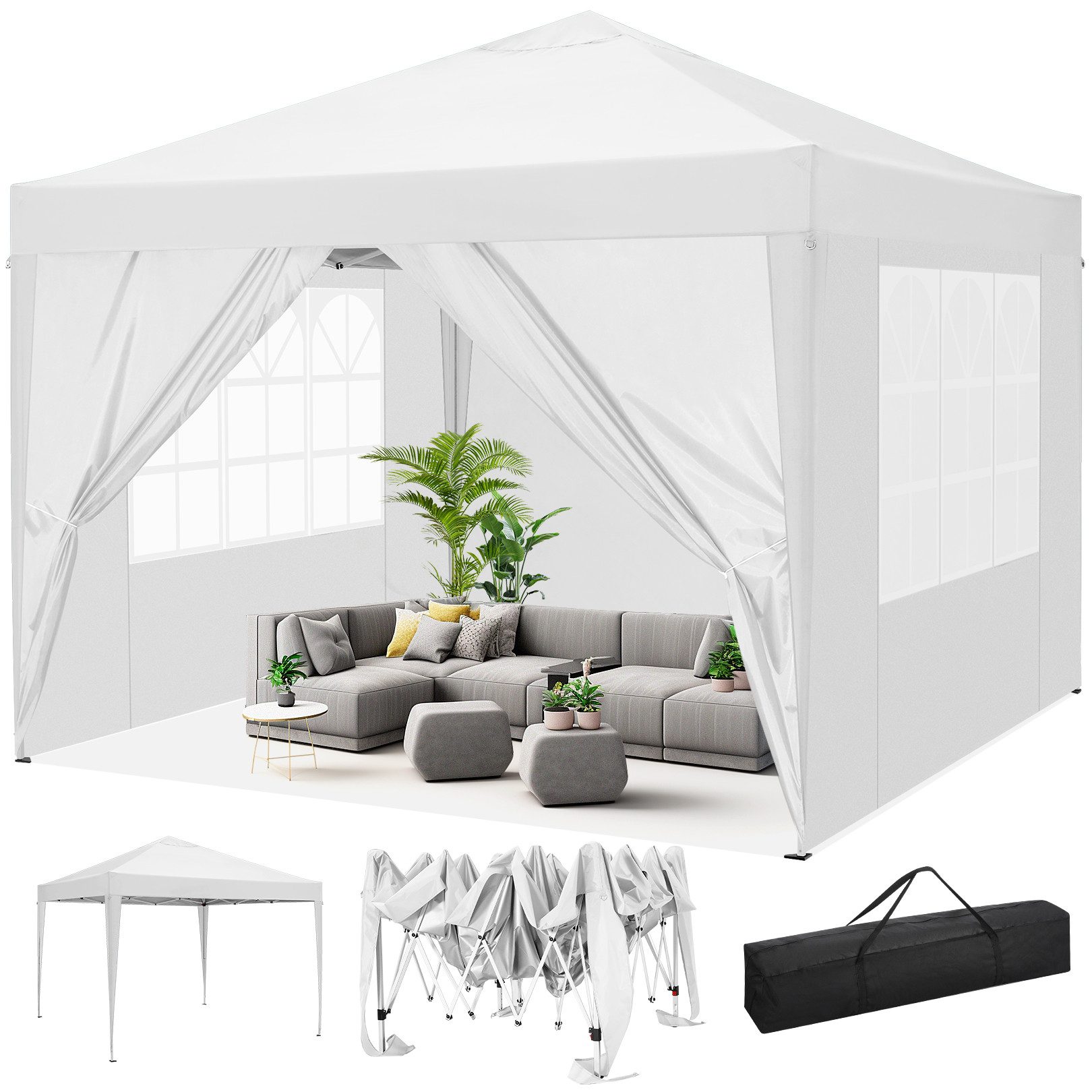 LUCKZON Pavillon 3x3m Pavillon, wasserdicht,UV-Schutz 50+, günstig online kaufen