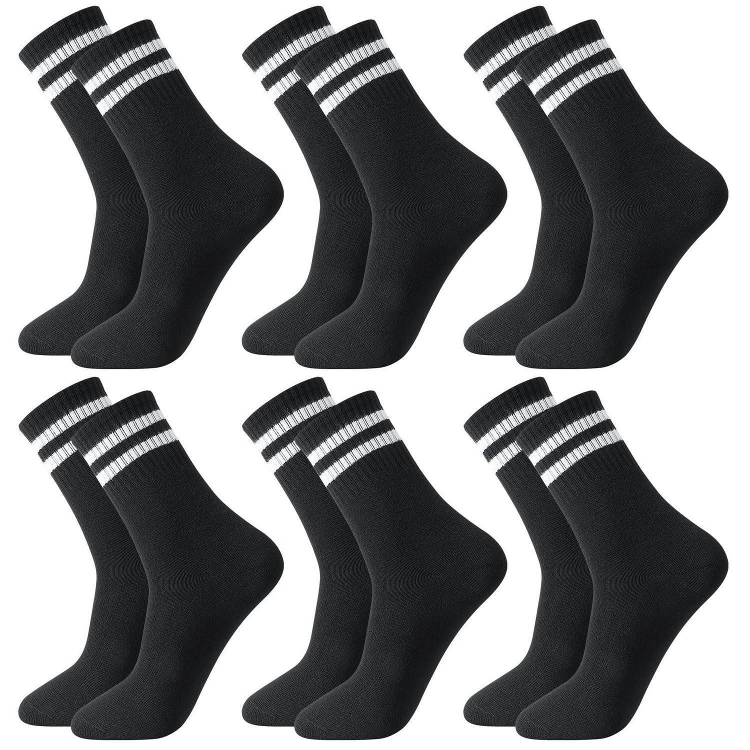 LuxusKollektion Tennissocken Herren Sportsocken 6er Pack Streifen Schwarz 43-46
