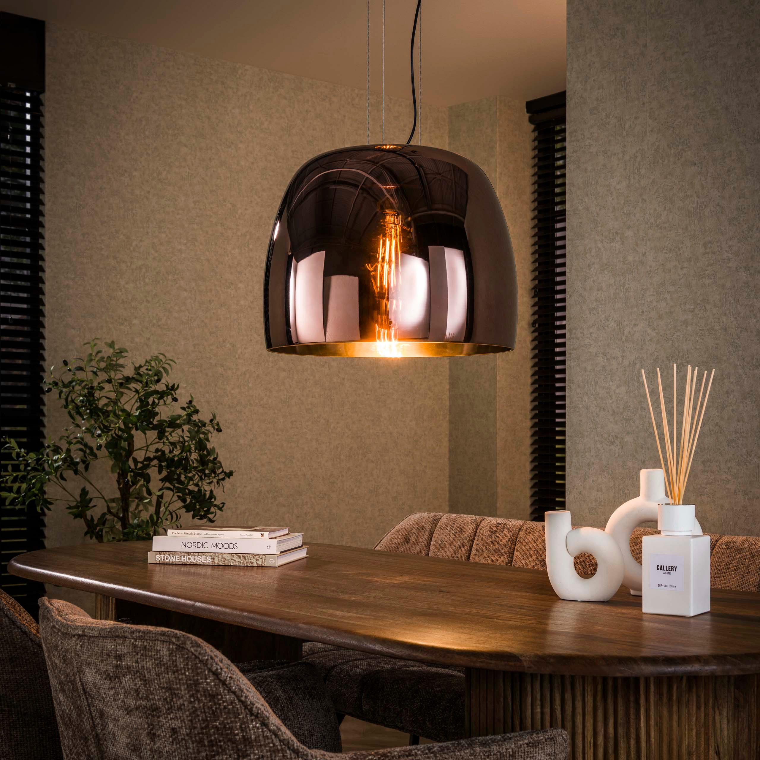 leven! Annekathrin Storkebaum Pendelleuchte Pendellampe Hängelampe LOFT XL Glas ⌀ 48 cm Glasschirm, Hängelampe 3 verschieden Farben wählbar: bernstein, kuper, chrom