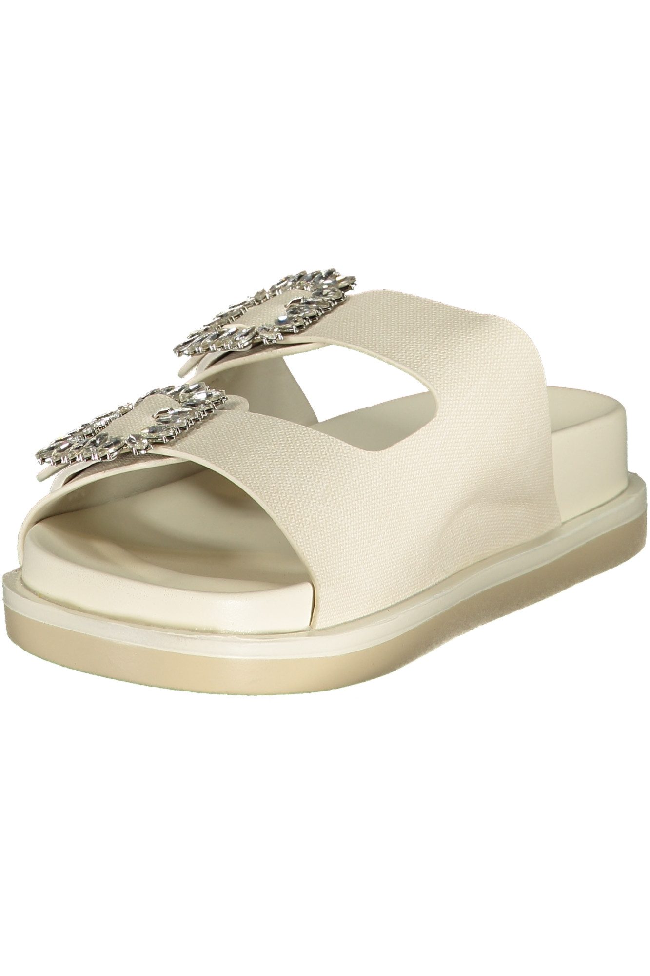 Laura Biagiotti Badeschuh Weiße Damen-Pantolette mit Strass und