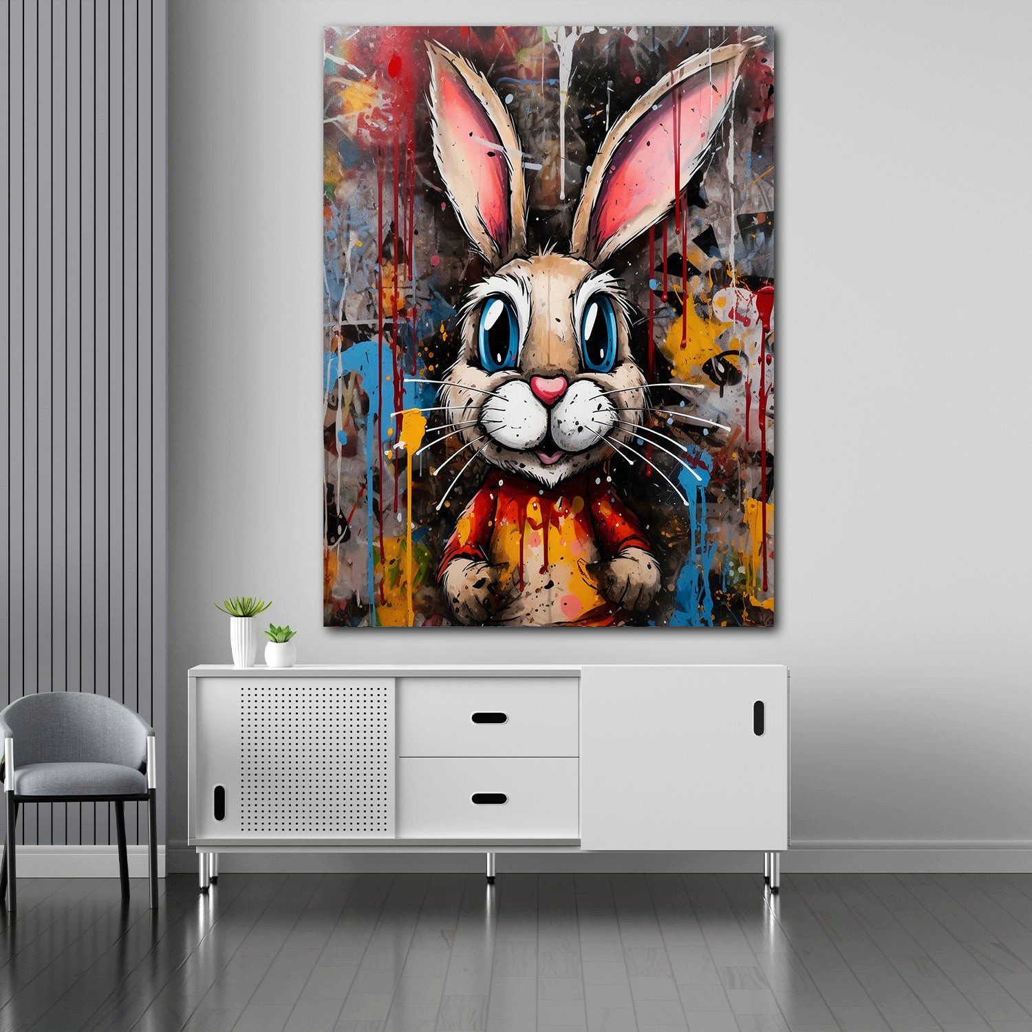 Artedinoi Leinwandbild Hase Pop Art Leinwandbild Wandbild Kunstdruck XXL Deko abstrakt, Hase, abstrakt
