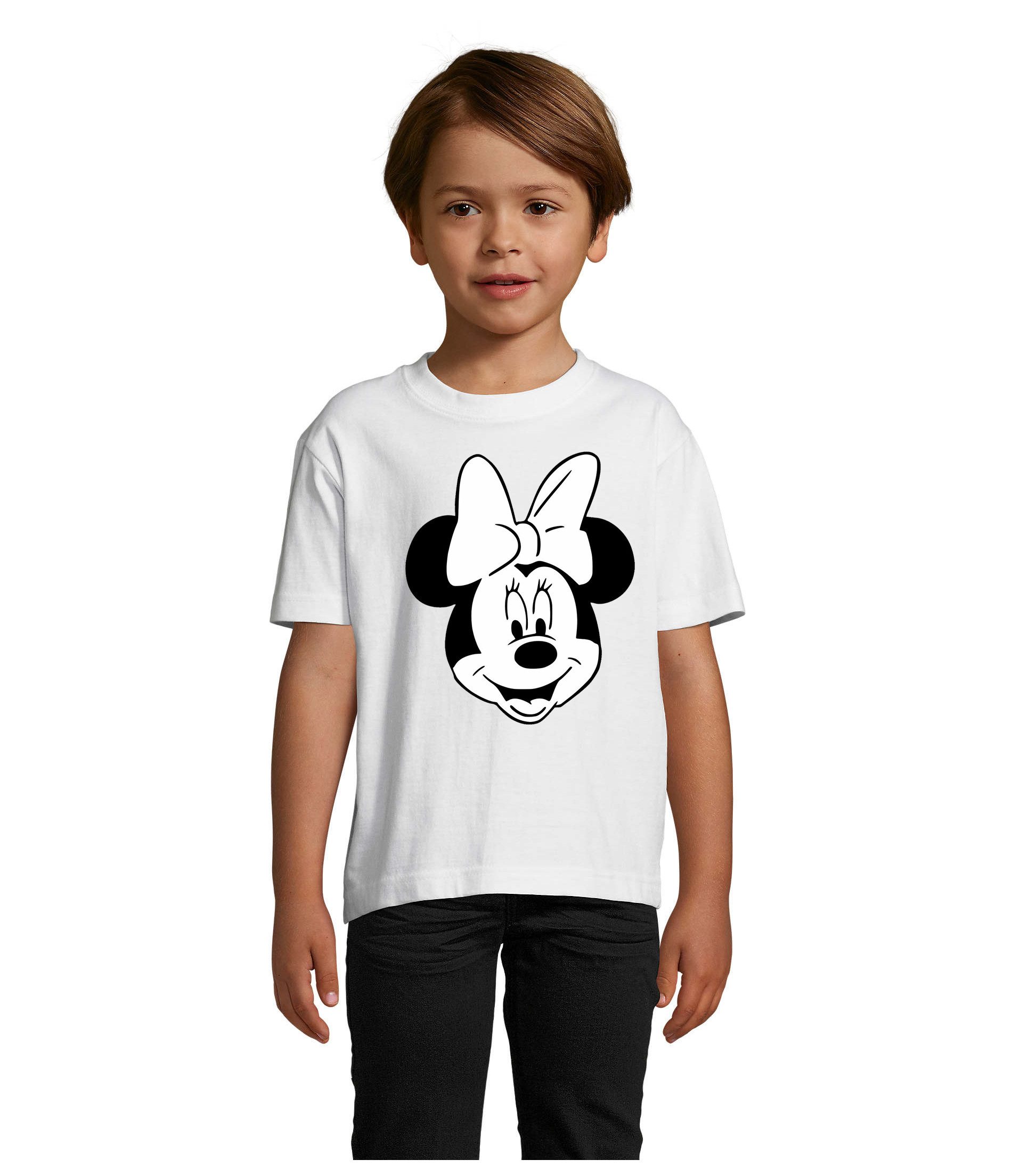 T-Shirt Minnie Mouse Kinder T Shirt Gesicht Schleife Cartoon Print Motiv