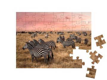 puzzleYOU Puzzle Zebras aus dem Serengeti-Nationalpark, 48 Puzzleteile, puzzleYOU-Kollektionen Safari, Savanne