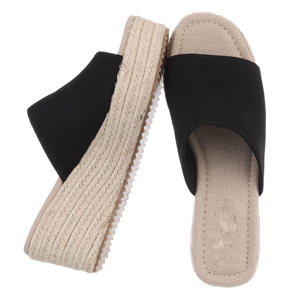 Ital-Design Plateau-Sandalen mit offenem Schnitt für Damen Plateausandaletten (91154567) Keilabsatz/Wedge Keilsandaletten in Schwarz