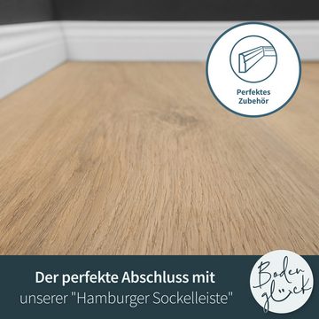 Bodenglück Vinylboden Klick-Vinyl Eiche Erfurt, Braun, natürliche Holzoptik mit Trittschalldämmung, 1220 x 226 x 5 mm, Paketpreis für 2,21m²