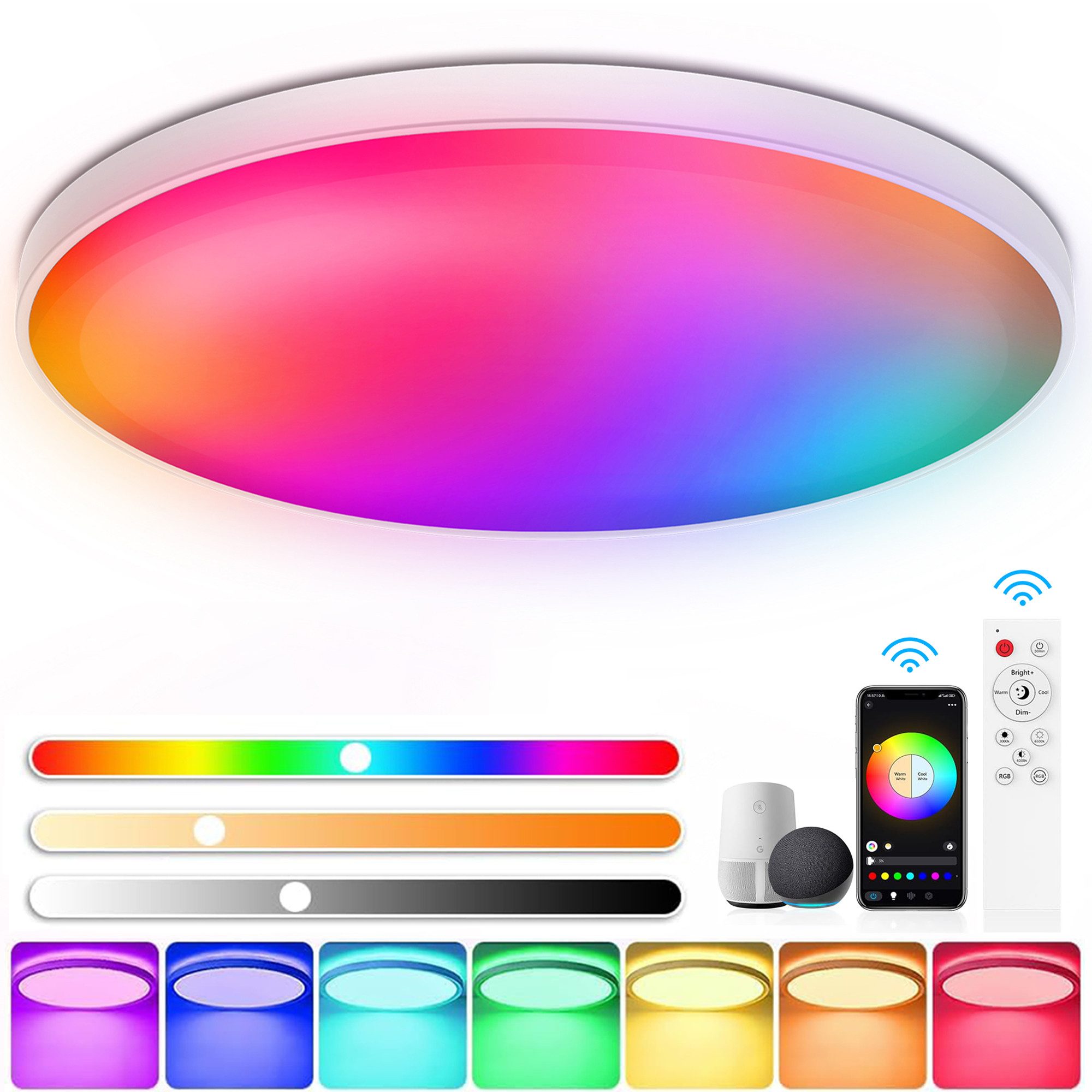 walkbee Deckenleuchte LED Deckenlampe RGB WiFi Bluetooth Fernbedienung APP- günstig online kaufen