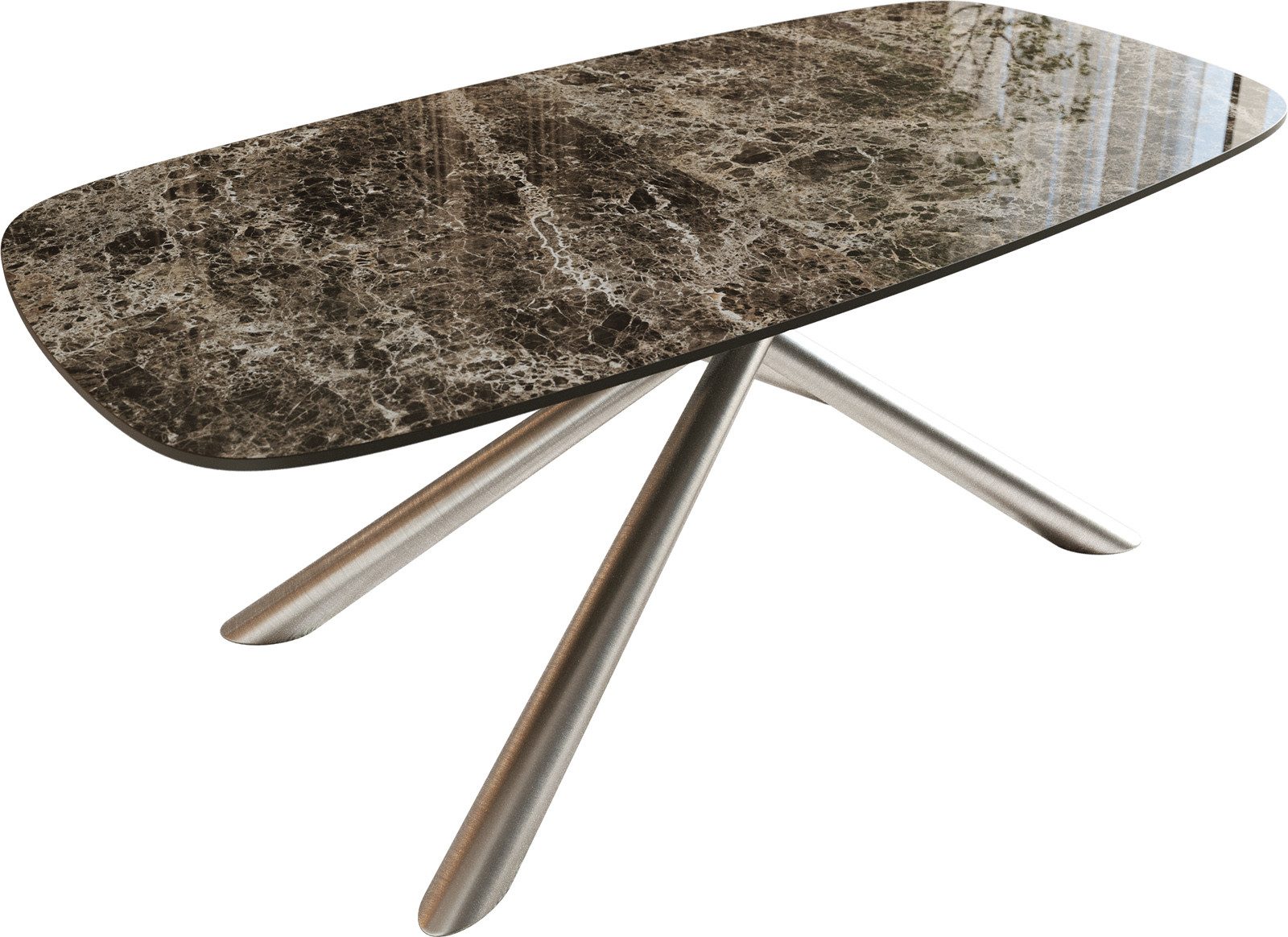 DELIFE Couchtisch Edge, Boot 100x50 cm Keramik Emperador Extra Lucidato Dunkelbraun Sarity Ede