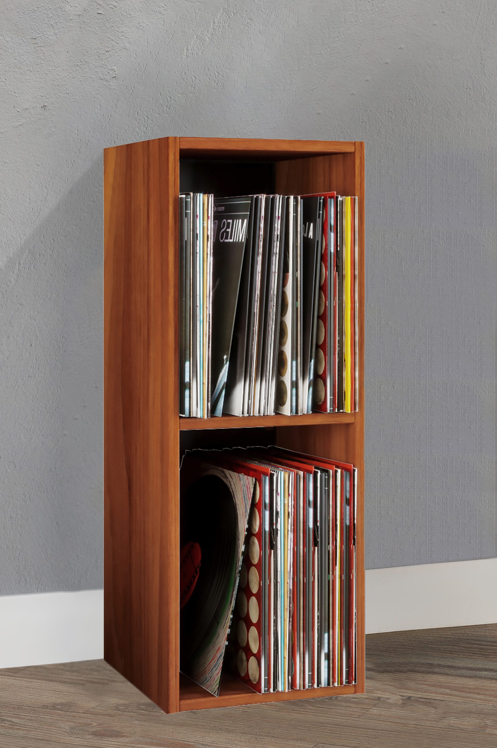 VCM Standregal Platto 2 B. 34 x T. 30 x H. 72 cm, Holz Stand Regal, Platz für 65 Schallplatten, 2 Fächer, Holzwerkstoff – Bild 3 von 4
