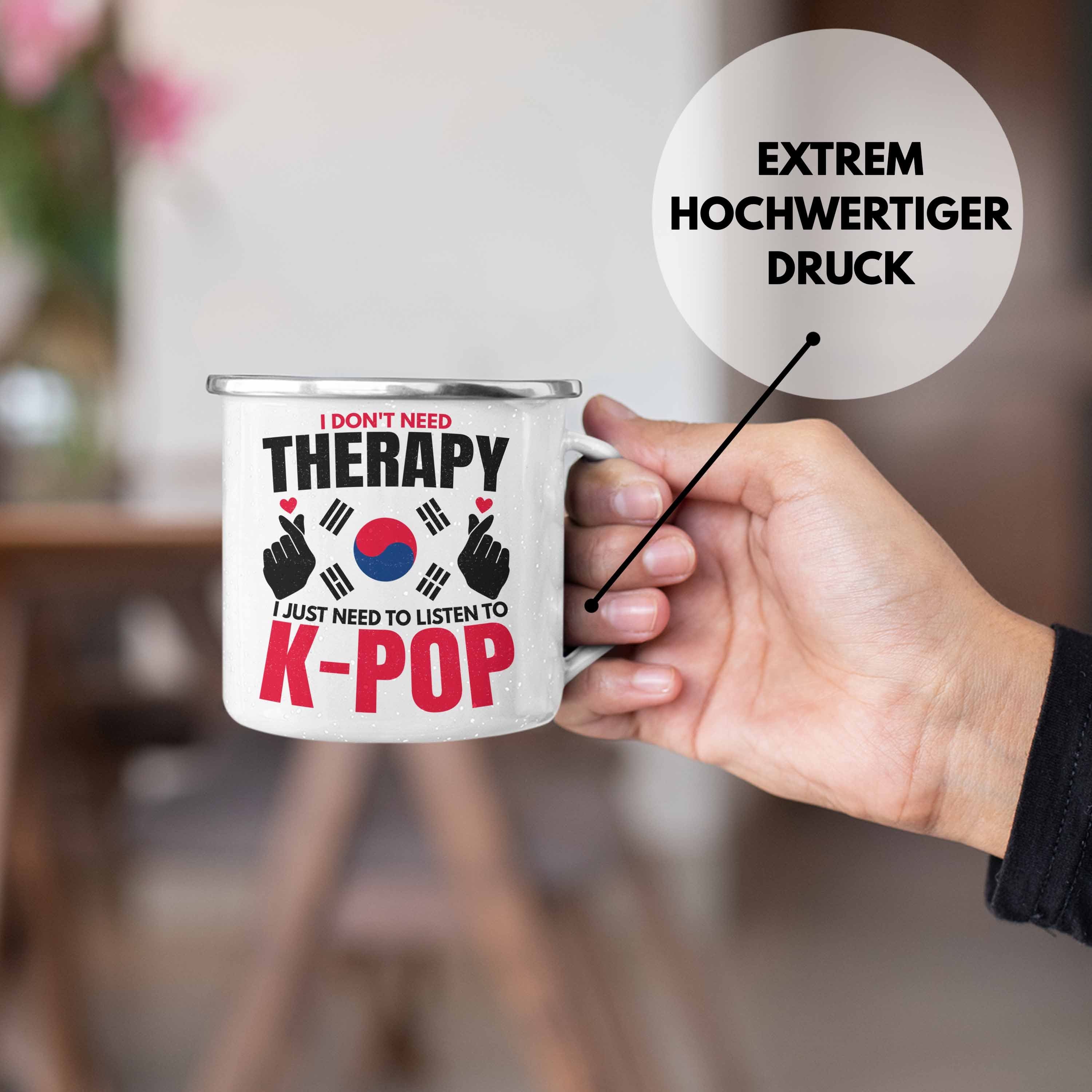 Trendation Thermotasse Trendation - K-Pop Tasse Emaille Kpop Koreal Silber Geschenk Spruch Geschenkidee Südkorea Style