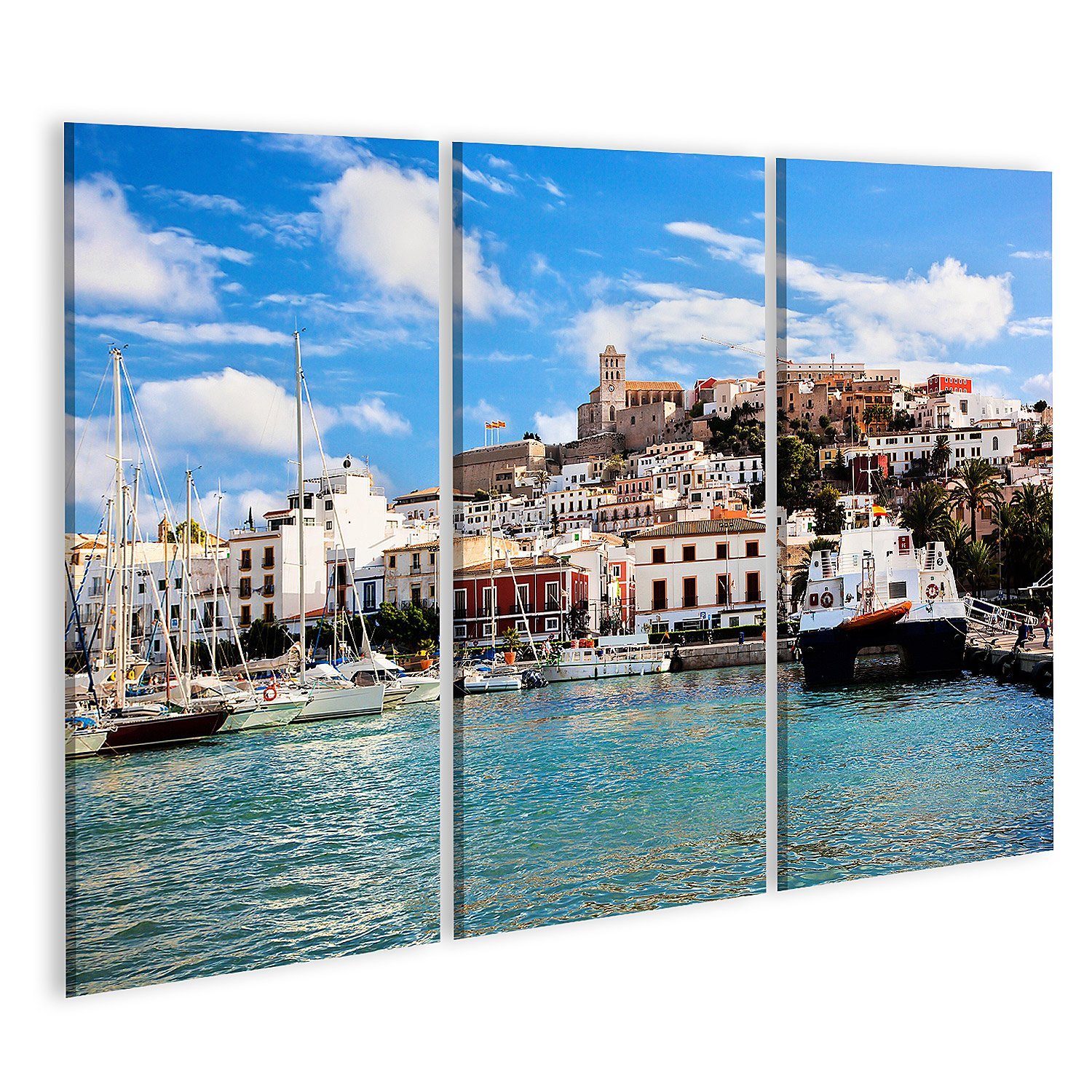 Leinwandbild Bild auf Leinwand Panorama Of Ibiza Alte Stadt Eivissa Spanien Baleare