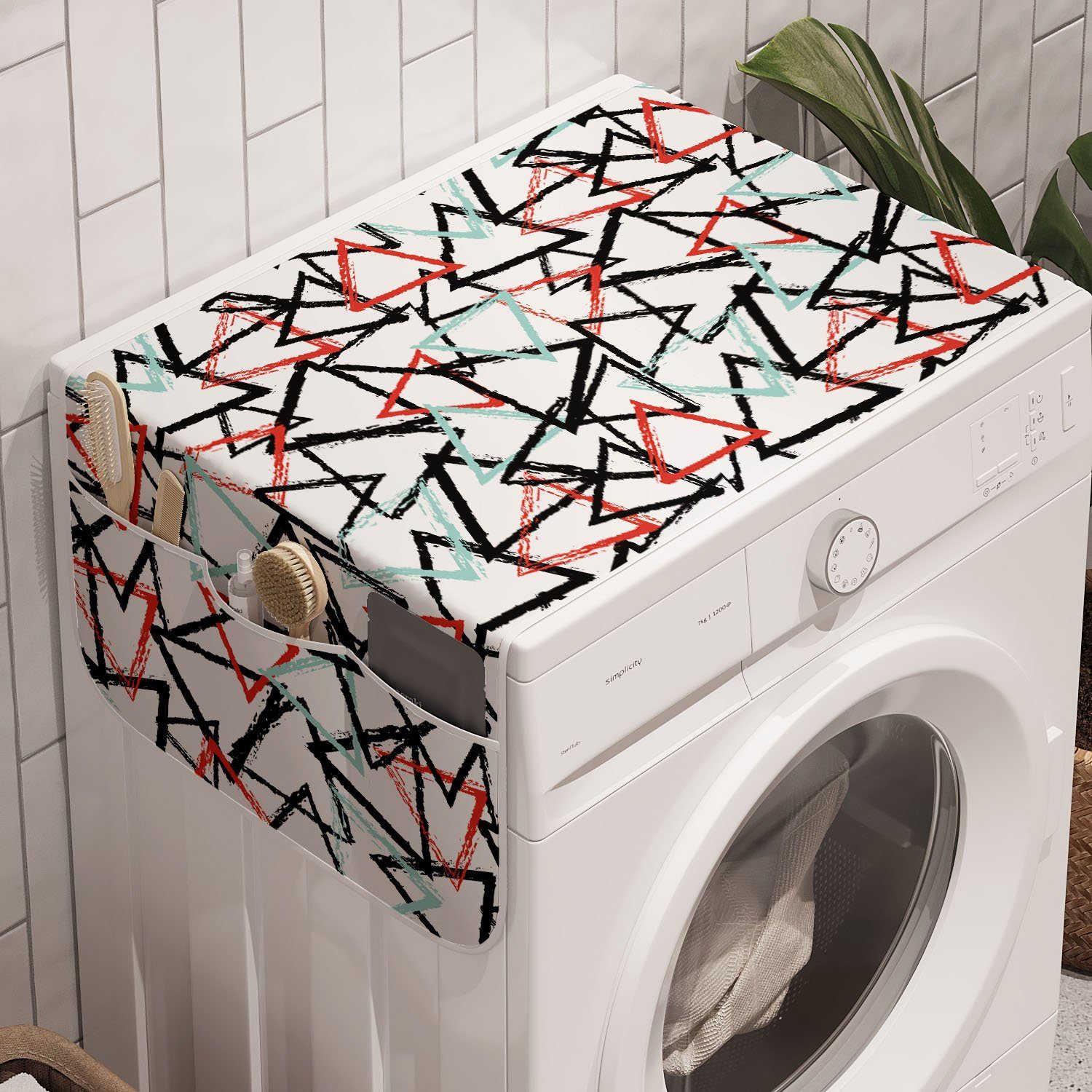 Trockner, Muster Anti-Rutsch-Stoffabdeckung Retro Abakuhaus Waschmaschine Badorganizer Grunge für und abstraktes