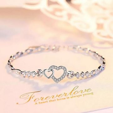 Fivejoy Silberarmband Silberarmband Love Heart mit Diamanten Armband (1-tlg), (Zirkonia Armband Handschmuck für Frauen) mit Karabinerverschluss