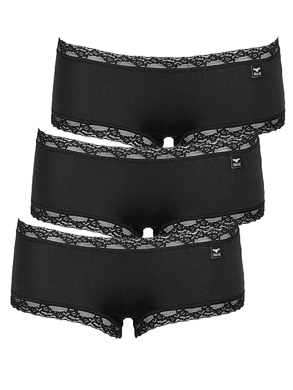 like it! Panty 3er Pack Damen Panty Olivia (Packung, 3-St) Zwickel schwarz