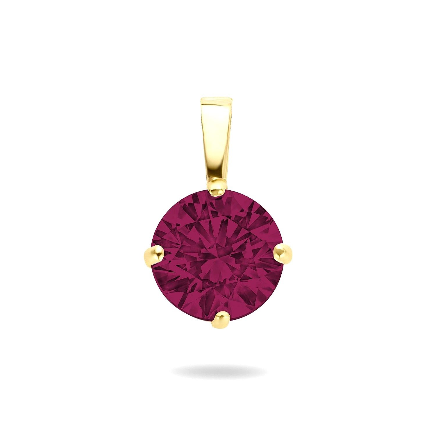 NICEANDnoble Kettenanhänger 585er Gelbgold Kettenanhänger Zirkonia rund 4 mm rubinrot
