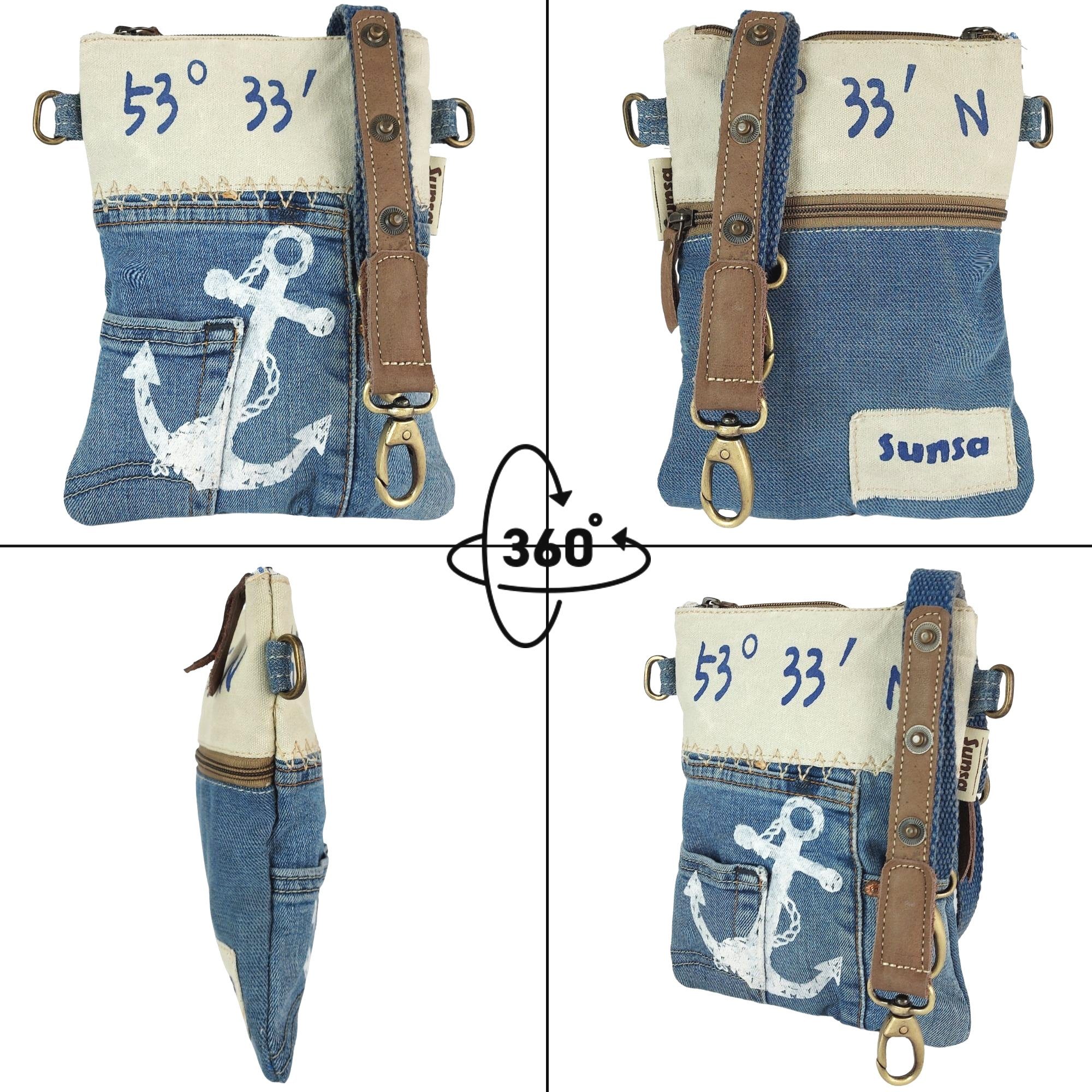 Sunsa Umhängetasche Umhängetasche Schultertasche Maritim Crossbody Bag, enthält recyceltes Material