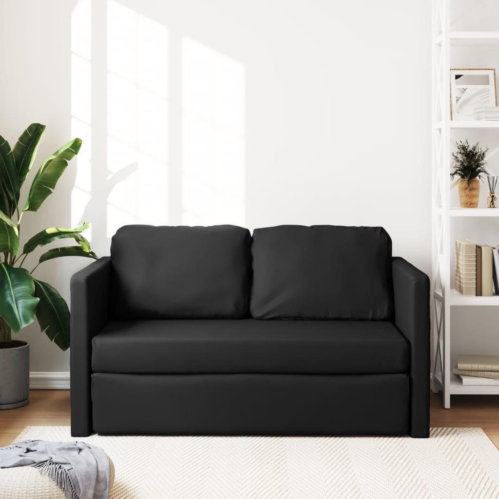 vidaXL Sofa Bodensofa mit Schlaffunktion Schwarz 112x174x55 cm Kunstleder günstig online kaufen