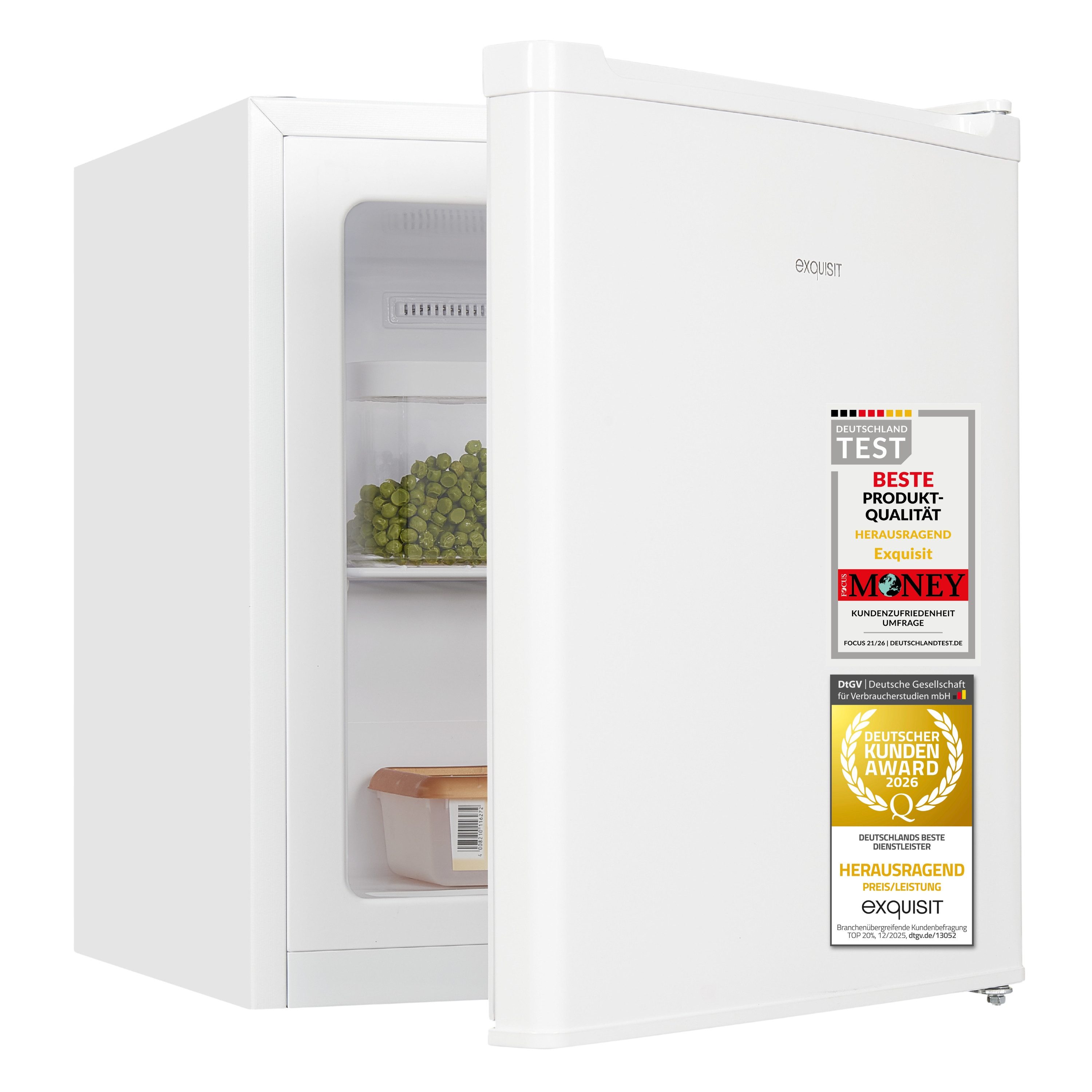 exquisit Gefrierschrank GB505-040E, 51 cm hoch, 44 cm breit, 33 l Nutzinhalt, 4* - Gefrieren, ideal als kleiner Zweitgefrierschrank