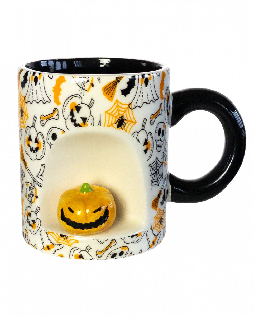 Horror-Shop Tasse Halloween Motiv Tasse mit Mini Kürbis als Geschenk, Keramik