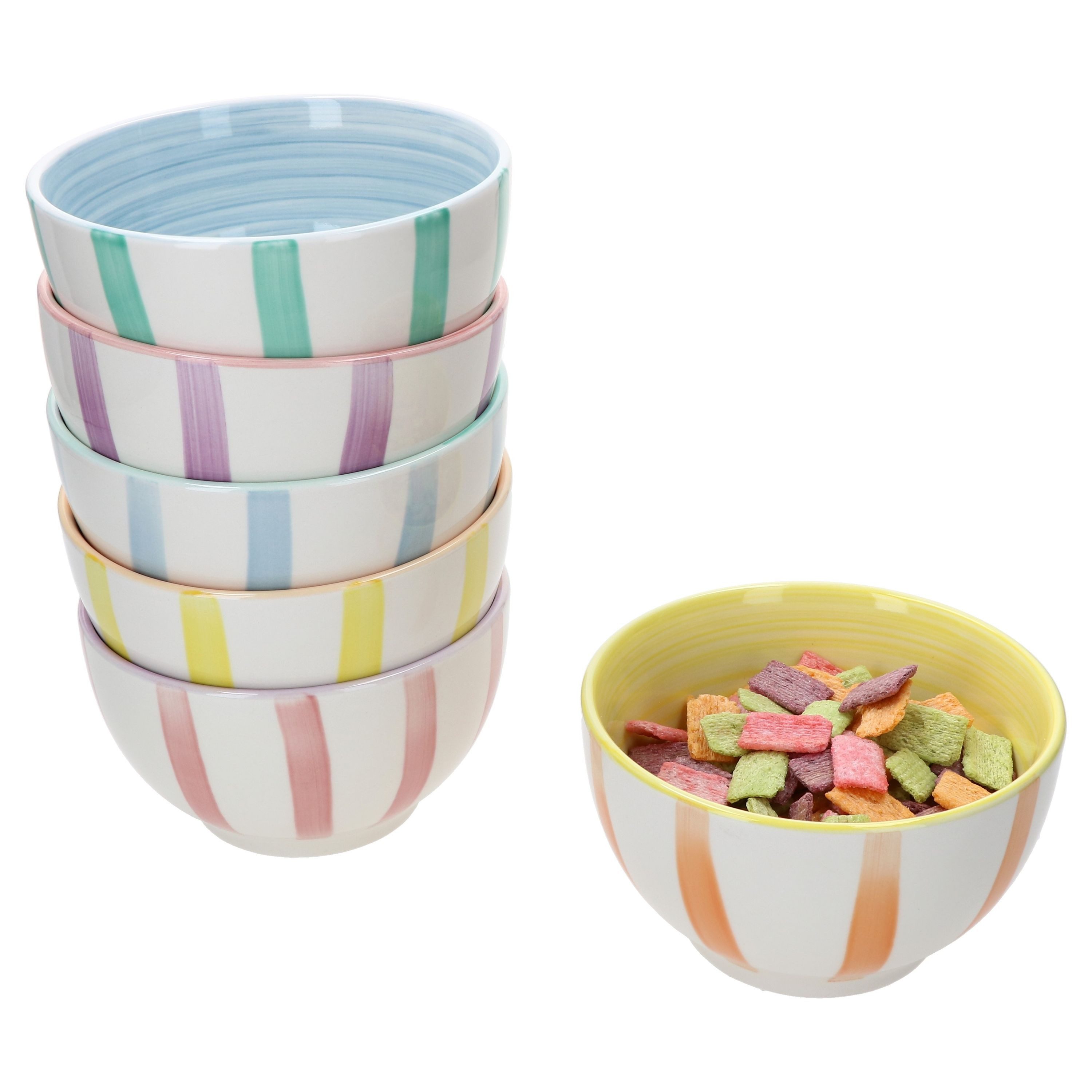 MamboCat Müslischale Beach Pastello Stripes 6er Set Müsli-SchaleØ14cm 500ml Schüssel, Steingut – Bild 2 von 5