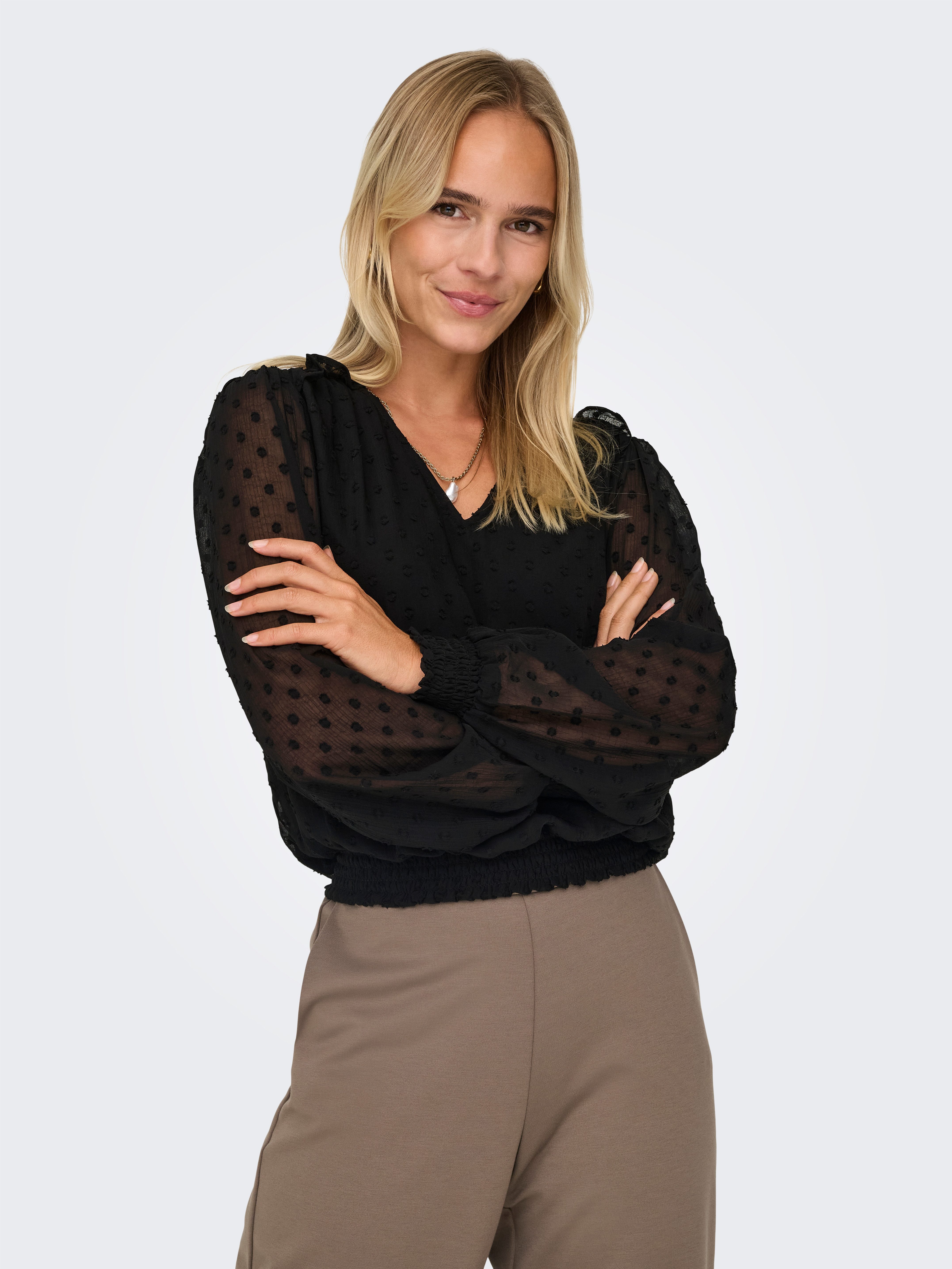 ONLY Blusenshirt ONLELMIRA LIFE NEW DOBBY L/S TOP WVN günstig online kaufen