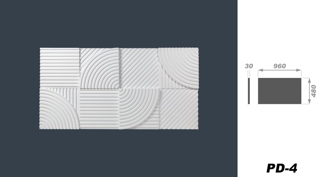 marbet design Wanddekoobjekt PD-4 Wärmedämmung weiß (3D Wandplatte Deko) Paneele Wandpaneel Wandverkleidung Wandpaneele Wand 96x48x3cm 0,46m) Akustik Platte, Styropor (1