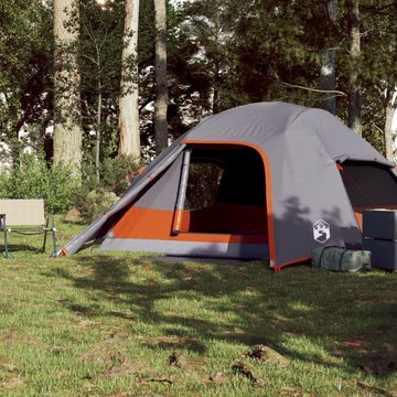 vidaXL Kuppelzelt Zelt Kuppel-Campingzelt 4 Personen Grau und Orange Wasserdicht