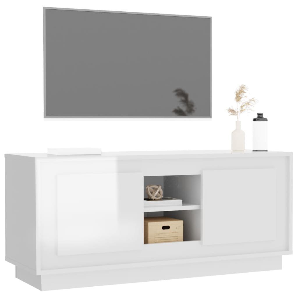TV-Schrank Hochglanz-Weiß cm furnicato 102x35x45 Holzwerkstoff