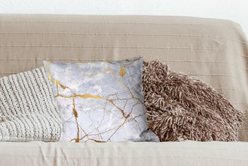 MuchoWow Dekokissen Marmor - Muster - Gold - Weiß, Zierkissen mit Füllung für Wohzimmer, Schlafzimmer, Deko, Sofakissen
