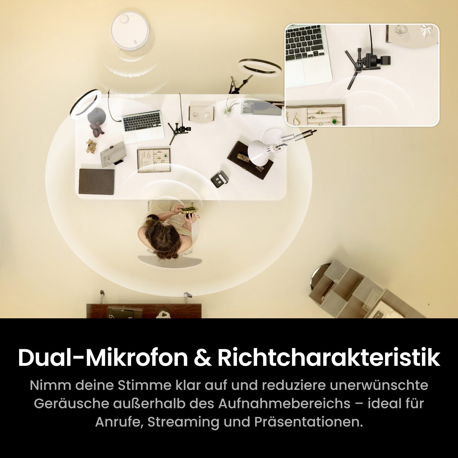 Insta360 Insta360 Link 2 Pro – 4K PTZ-Webcam für PC/Mac Full HD-Webcam