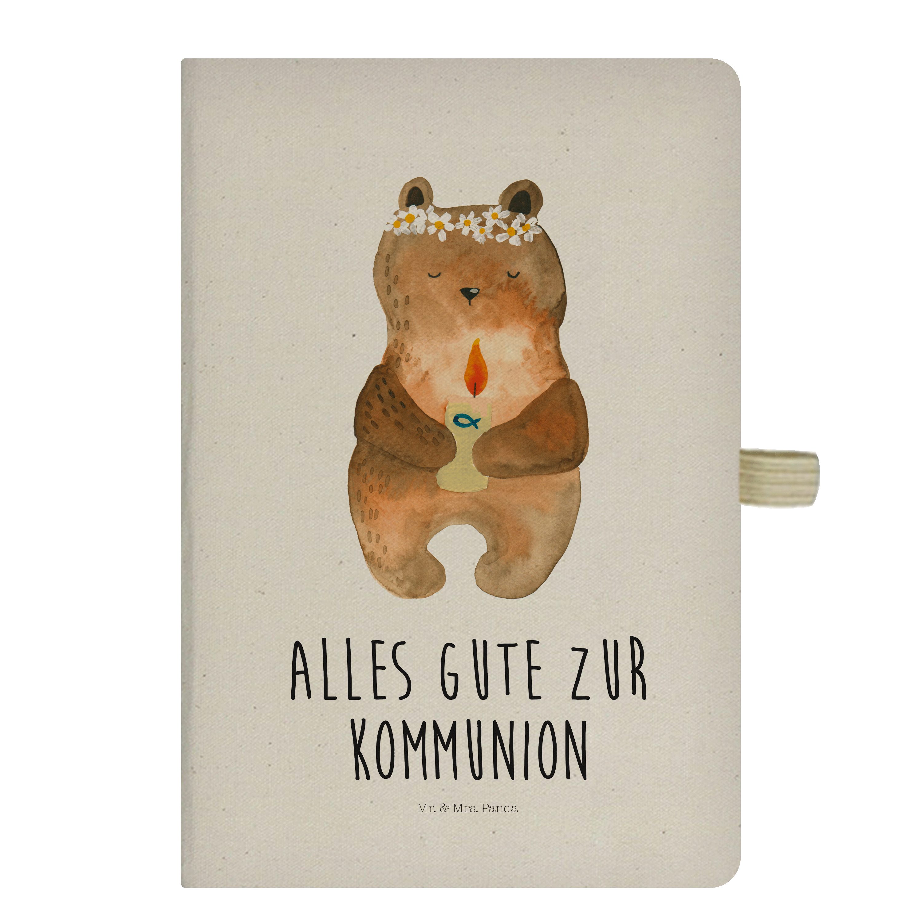Mr. & Mrs. Panda Notizbuch Kommunion-Bär - Transparent - Geschenk, Kladde, Schreibheft, Taufkerz