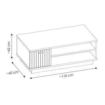 Lomadox Konsolentisch ASHBURTON-129, Sofatisch, grau mit Eiche, Rillenoptik