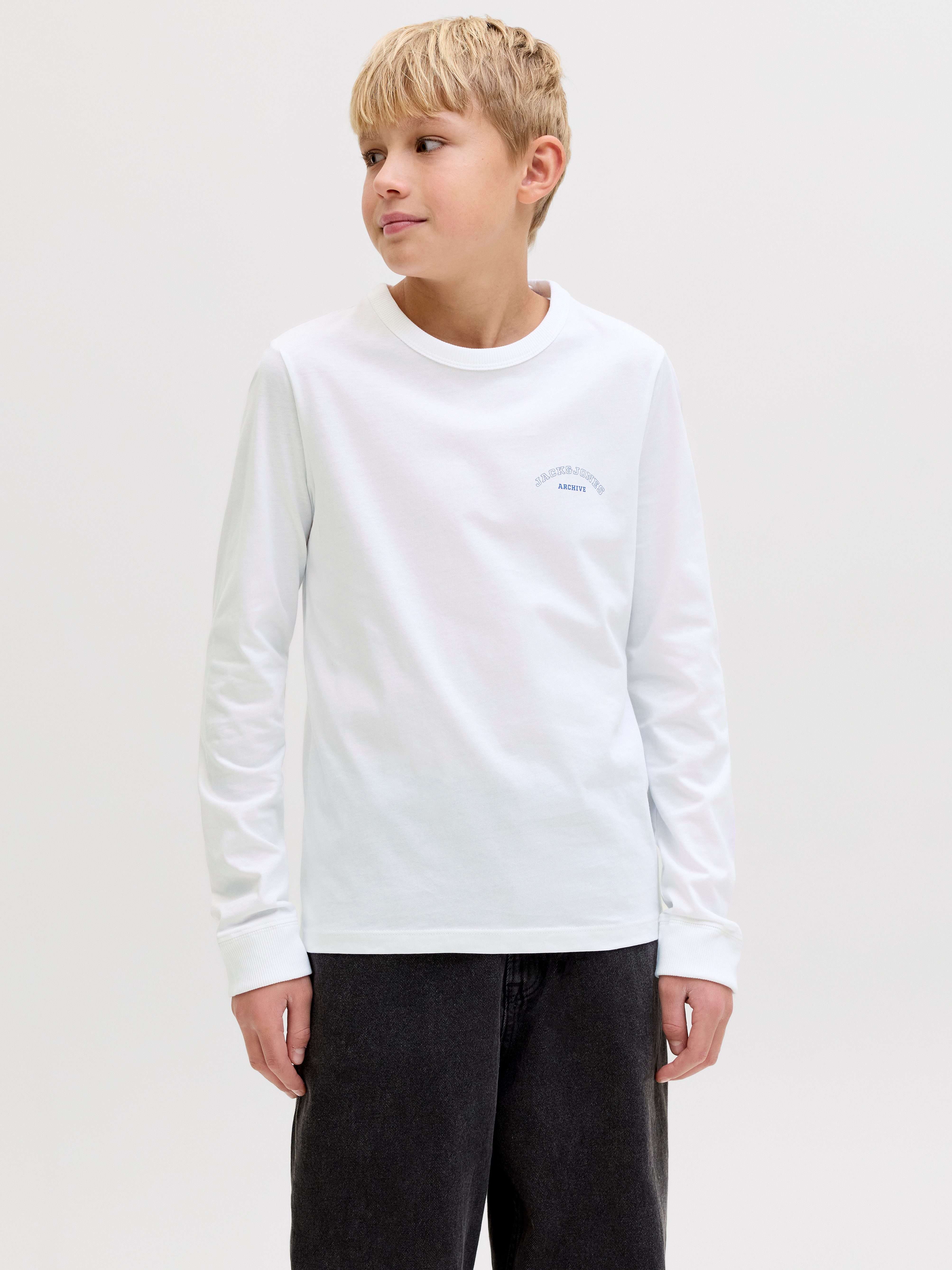 Jack & Jones Junior Langarmshirt JJCOLLEGE LOGO TEE LS CREW NECK JNR mit Logoprint