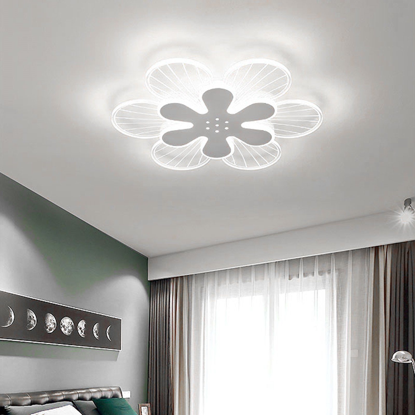 LED integriert, Blütenform Deckenleuchte fest LED Daskoo Warmweiß/Neutralweiß/Kaltweiß, Deckenlampe mit Fernbedienung Dimmbar LED 50x5cm Wohnzimmer, Deckenleuchten