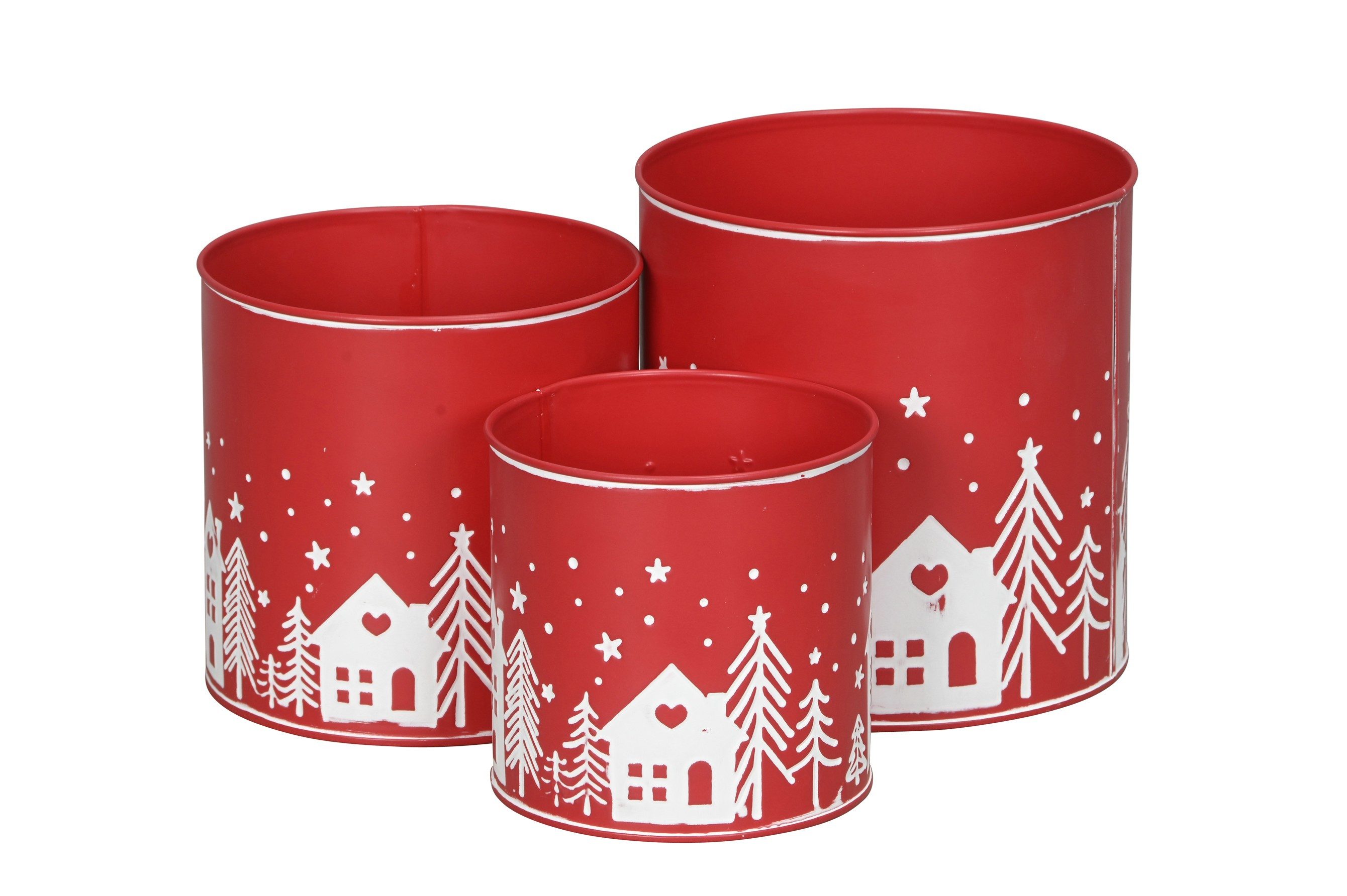 finehomegarden Blumentopf Metall Set/3 Winterlandschaft Übertopf günstig online kaufen