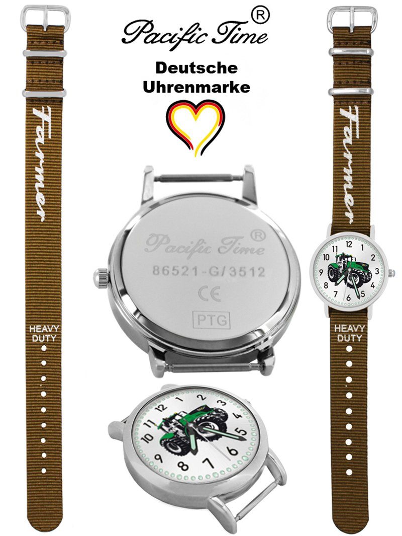 Pacific Time Quarzuhr Kinder Armbanduhr Traktor grün Wechselarmband, Mix und Match Design - Gratis Versand – Bild 2 von 5