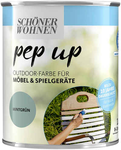 SCHÖNER WOHNEN FARBE Lack pep up Outdoor, 1 Liter, mintgrün, für Möbel und Spielgeräte