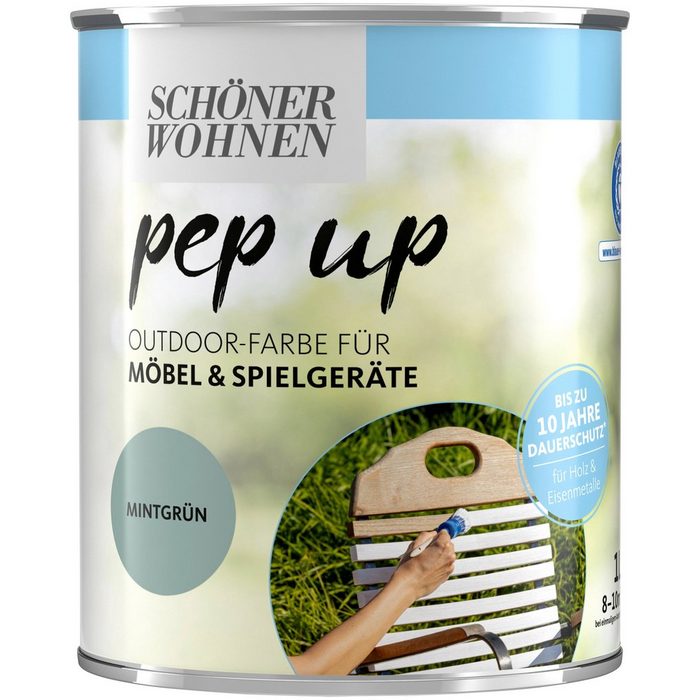 SCHÖNER WOHNEN-Kollektion Lack pep up Outdoor 1 Liter mintgrün für Möbel und Spielgeräte