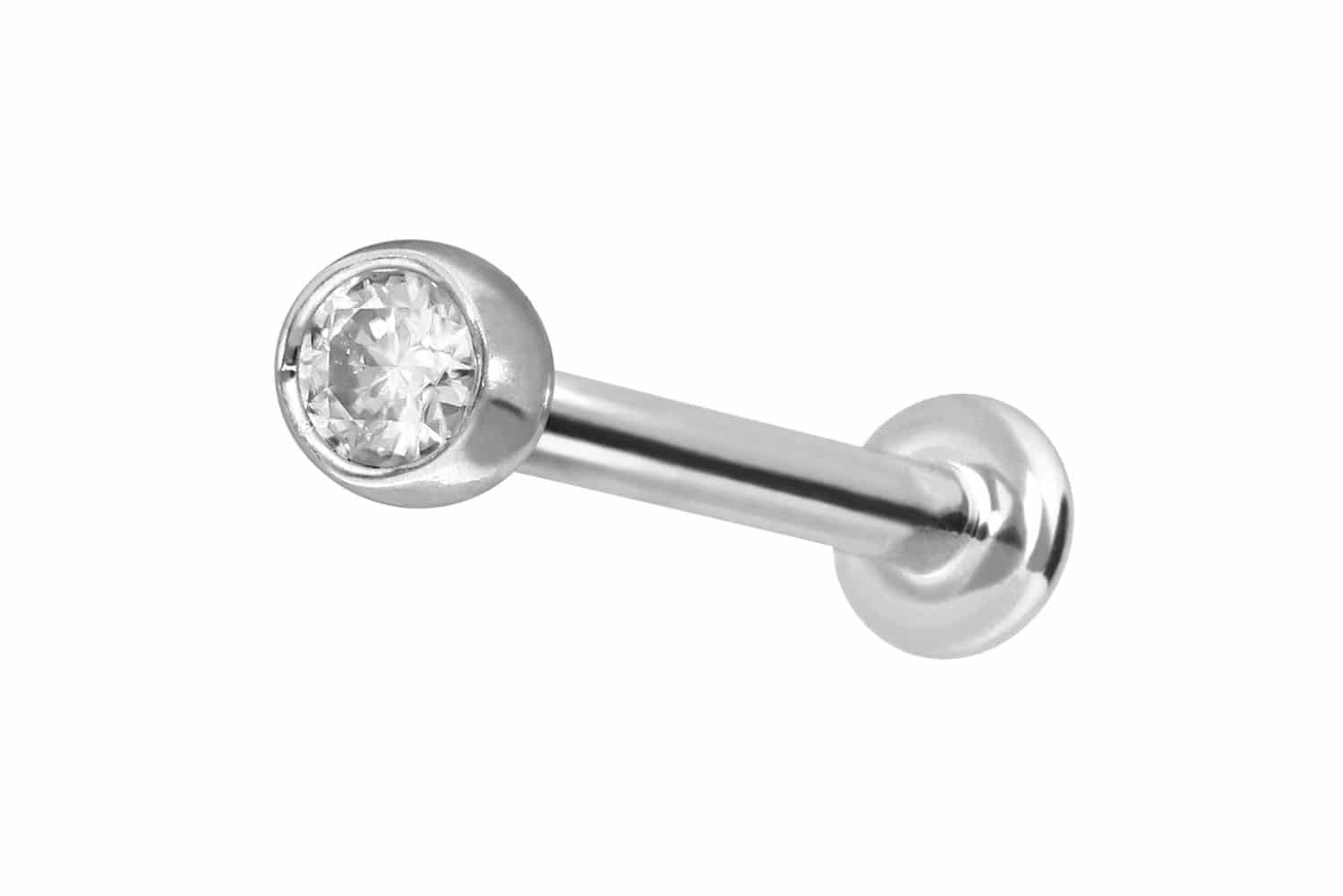 Piercing-Set 14 Karat Gold Labret mit Innengewinde MOISSANIT