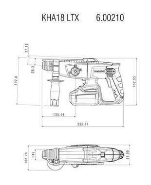 metabo Akku-Kombibohrhammer KHA 18 LTX, 18 V, max. 1100 U/min, Kombihammer 2 x 4 Ah LiHD im Kunststoffkoffer