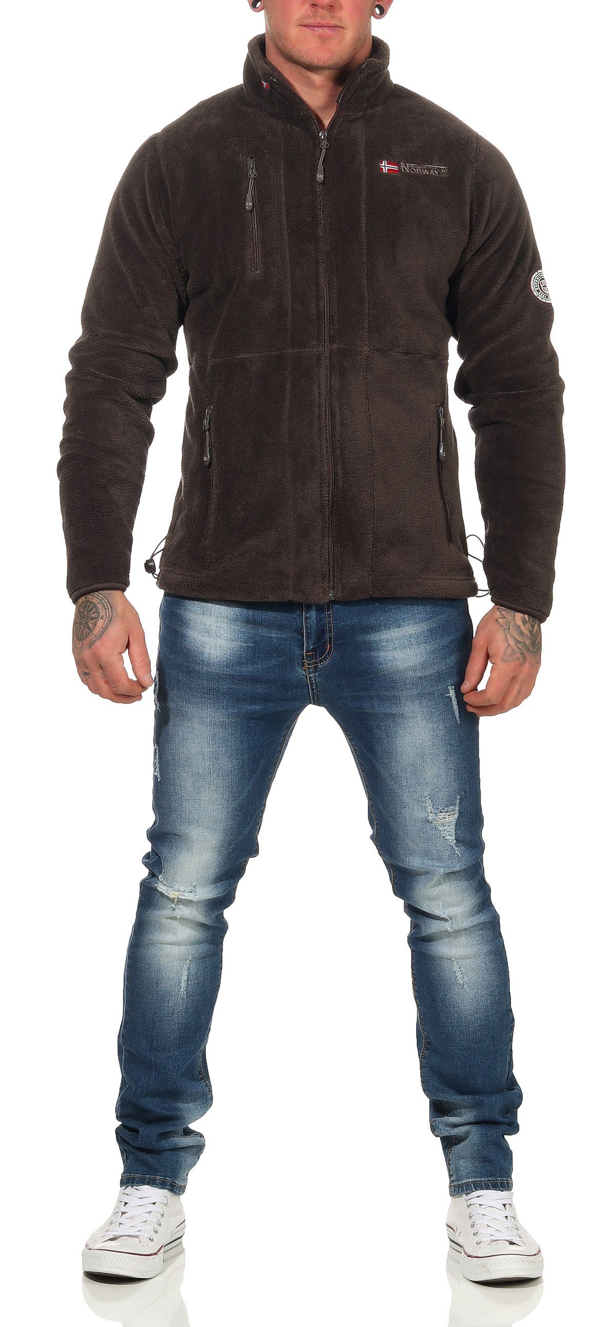 Geographical Norway Fleecejacke Herren Fleecejacke Outdoor Freizeit Jacke Fleece flauschig und warm auch in Großen Größen erhältlich, in Unifarbe, mit Stehkragen