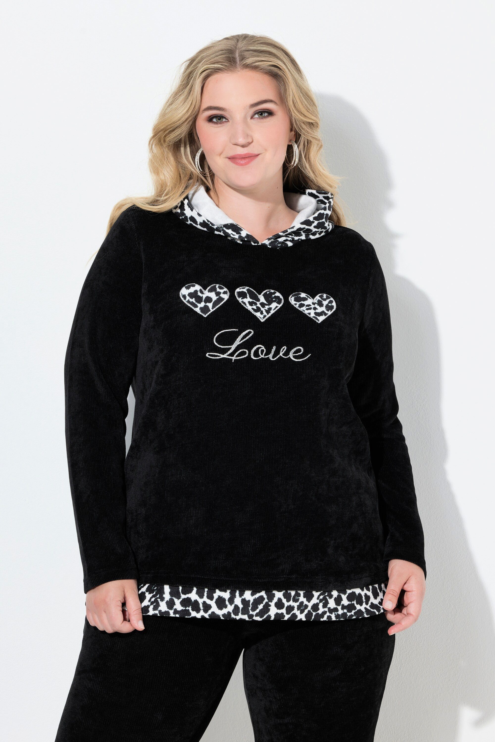 MIAMODA Sweatshirt Hoodie Kapuzensweater Flausch-Sweat Leo-Details günstig online kaufen