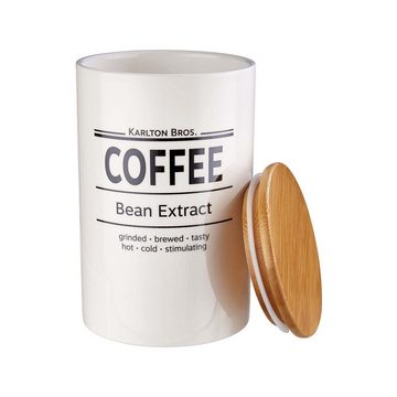 BUTLERS Kaffeedose »KARLTON BROS. Vorratsdose Coffee 1100ml«, Porzellan, Bambus, Vorratsdose Coffee 1100ml - aus Porzellan und Bambus - weiße Dose