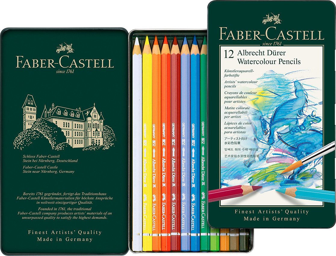 Faber-Castell Aquarellstifte Albrecht Dürer, Watercolor Pencils Aquarellstifte im Metalletui wasservermalbar