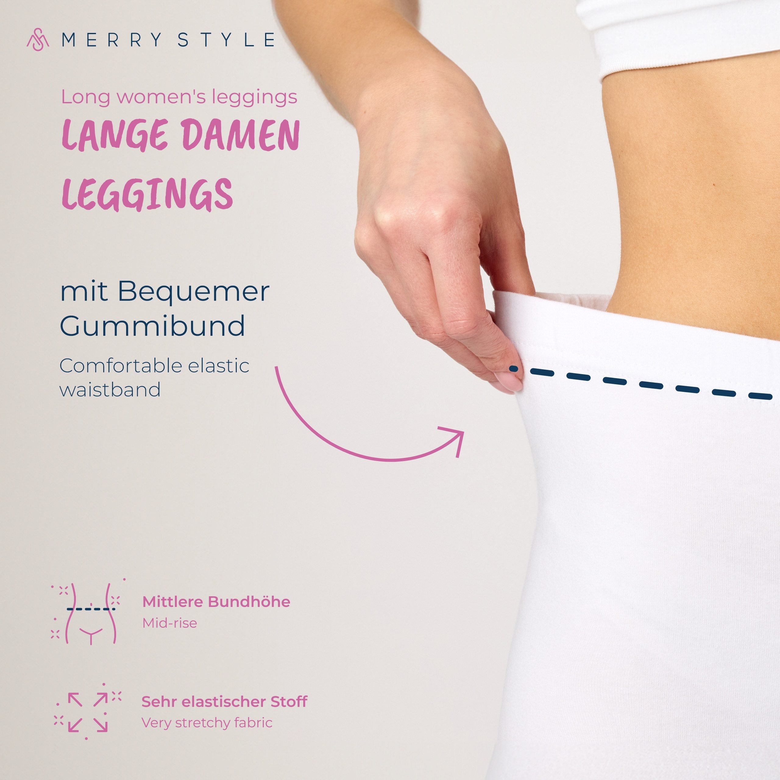 Merry Style Leggings 2er Pack Damen Hose aus Baumwolle MS10-198 (1-tlg) – Bild 4 von 5