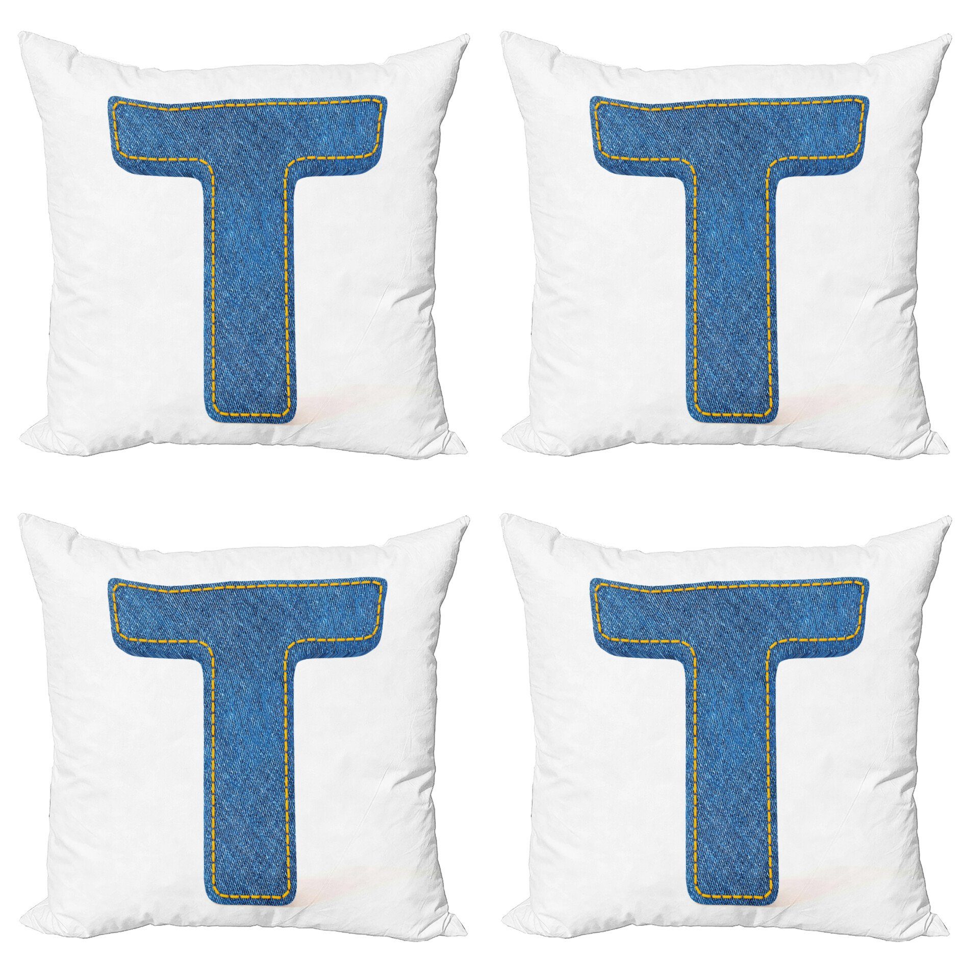 Kissenbezüge Modern T T Doppelseitiger Digitaldruck, Abakuhaus Textur Buchstabe Blau Stück), (4 Accent Jean